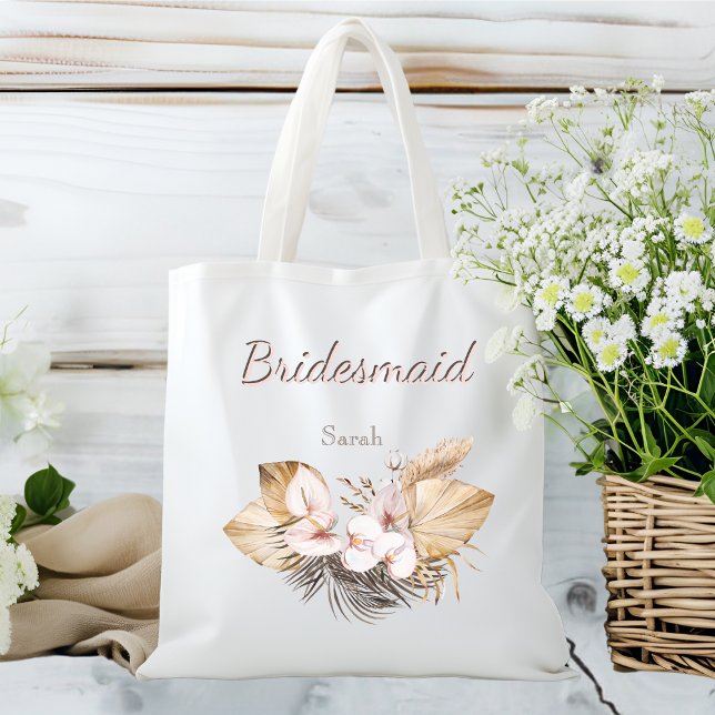 Exotic Hawaiian Orchid Watercolor Bridesmaid Tote Bag (Creator Uploaded)