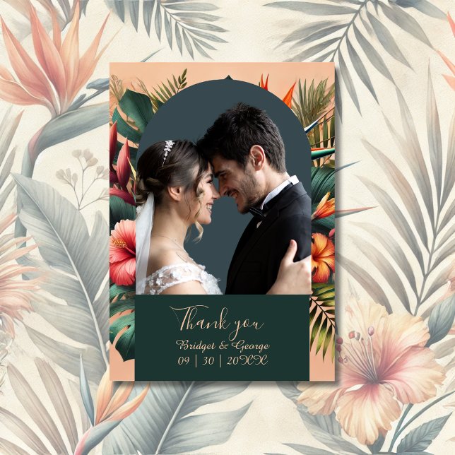 Exotic Hawaiian Tropical Wedding & photo  Thank You Card (Creator Uploaded)