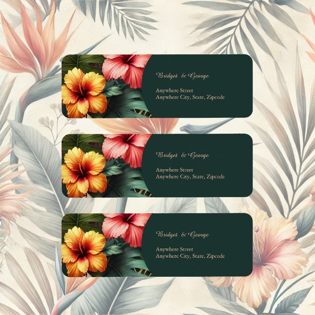 Exotic Hawaiian Tropical Wedding Return Address  Label (Creator Uploaded)