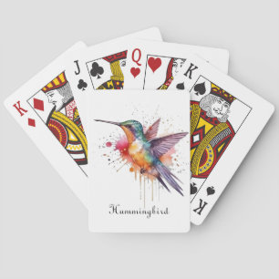 Exotic hummingbird in flight, customisable playing cards