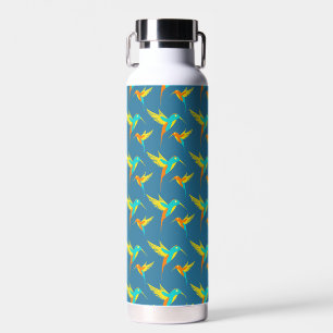 Exotic Hummingbirds Pattern Blue Water Bottle