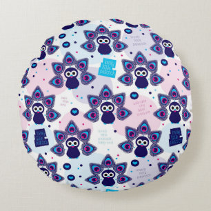 exotic india peacock pattern round cushion