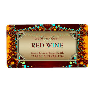 Exotic Indian Bohemian Wedding Wine Labels
