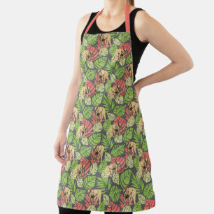 Exotic Jungle Leaves And Elephants Apron