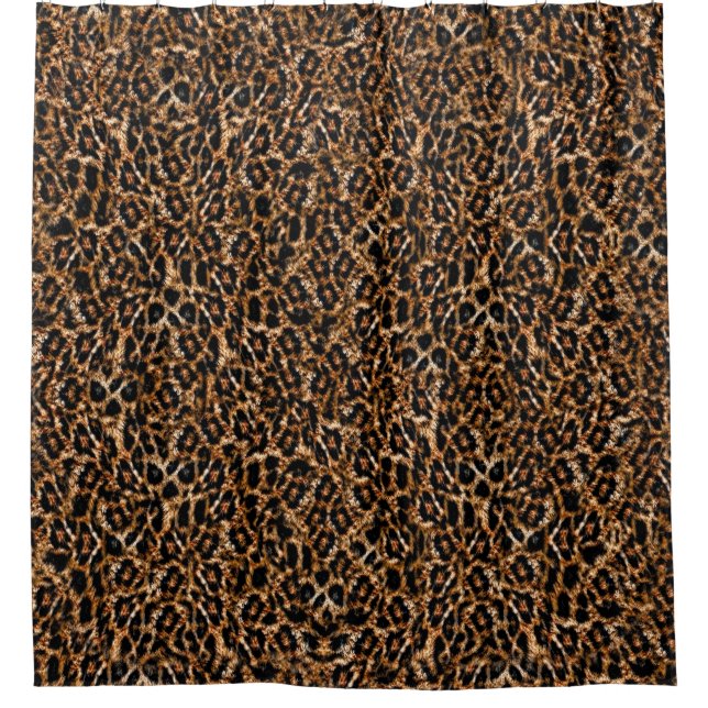 Exotic Jungle Leopard Print Wild Cat Fur Pattern Shower Curtain (Front)