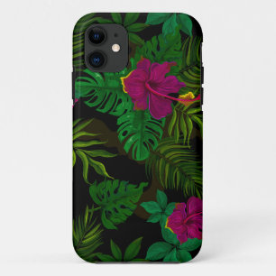 Exotic jungle night orchids pattern   iPhone 11 case