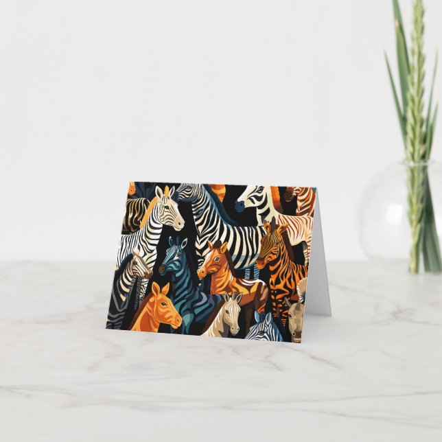Exotic Jungle Safari Wild Zebra Blank Note Card (Front)