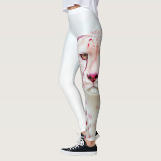 Exotic King Cheetah White & Pink Spots Art Leggings