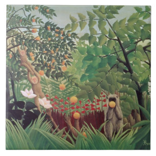 Exotic Landscape, 1910 Ceramic Tile