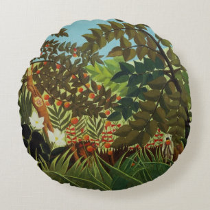 Exotic landscape round cushion