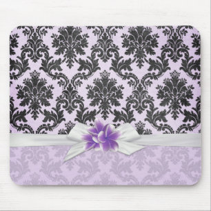 Exotic Lavender Plumeria Damask Mousepad