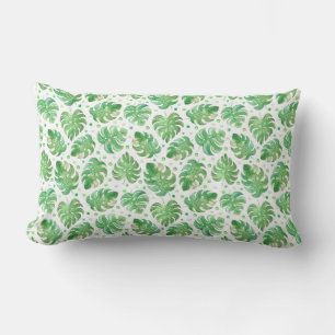 Exotic Leaf Watercolor Art Lumbar Cushion