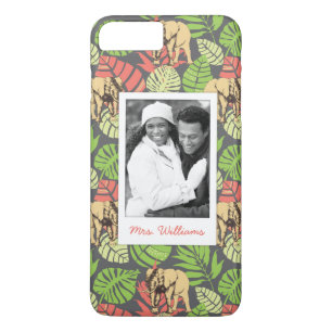 Exotic Leaves & Elephants   Add Your Photo & Name iPhone 8 Plus/7 Plus Case