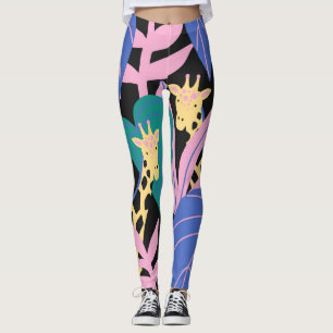 Exotic Leaves: Seamless Giraffe Pattern Leggings