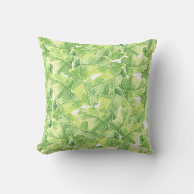 Exotic Leaves: Seamless Watercolor Cushion (Front)