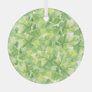 Exotic Leaves: Seamless Watercolor Glass Tree Decoration