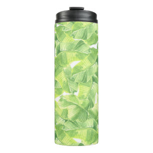 Exotic Leaves: Seamless Watercolor Thermal Tumbler