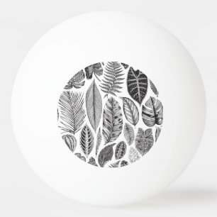 Exotic leaves, vintage floral black and white. ping pong ball