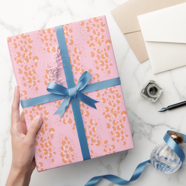 Exotic Leopard Print in pastel Pink and Orange Wrapping Paper (Gifting)