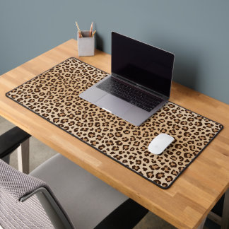 Exotic Leopard print pattern design Desk Mat