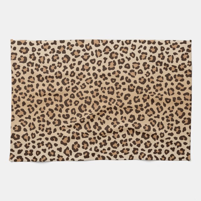 Exotic Leopard print pattern design Tea Towel (Horizontal)