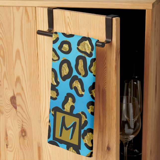  Exotic Leopard Print Personalised Initial Tea Towel (Thirds Fold)