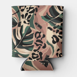 Exotic Leopard Skin: Modern Floral Can Cooler