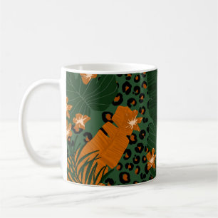 Exotic Leopard Tropical Leaves Pattern Coffee Mug
