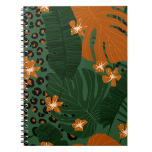 Exotic Leopard Tropical Leaves Pattern Notebook
