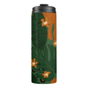 Exotic Leopard Tropical Leaves Pattern Thermal Tumbler