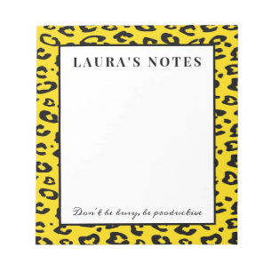 Exotic leopard wild animal print custom name notepad