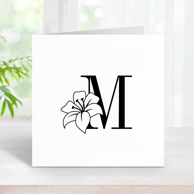 Exotic Lily Flower Monogram Initial 2 Rubber Stamp (Creator Uploaded)