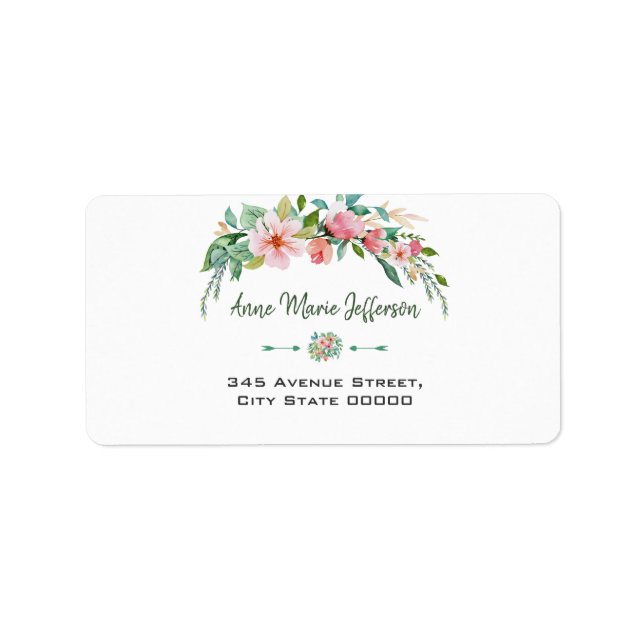 Exotic Luau Tropical Watercolor Floral Wedding Label (Front)