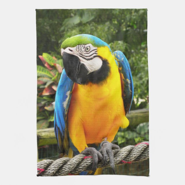 Exotic Macaw Parrot Tea Towel (Vertical)
