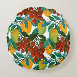 Exotic Mango: Summer Seamless Round Cushion