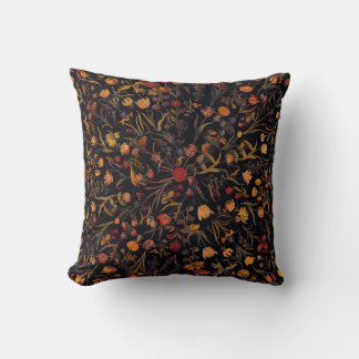 Exotic Midnight Floral Garden Cushion