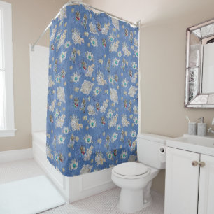 Exotic Mix Blue Bird feather Print Shower Curtain