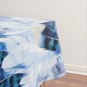 Exotic Mix Blue Bird feather Print Tablecloth