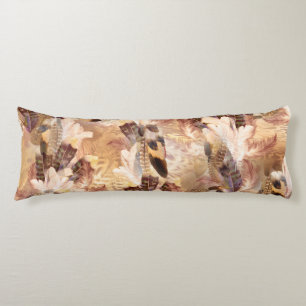 Exotic Mix Brown Tones Bird feather Print Body Cushion