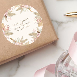 Exotic Modern Boho Tropical Wedding Classic Round Sticker