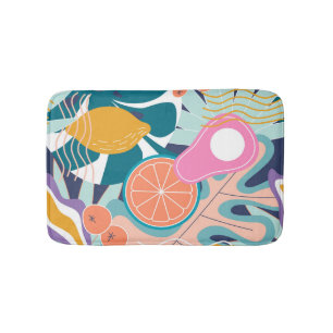 Exotic, modern jungle collage. bath mat