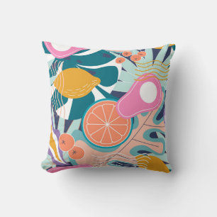 Exotic, modern jungle collage. cushion