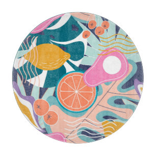Exotic, modern jungle collage. cutting board