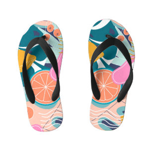 Exotic, modern jungle collage. kid's thongs