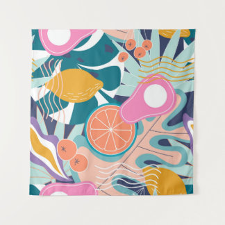 Exotic, modern jungle collage. tapestry