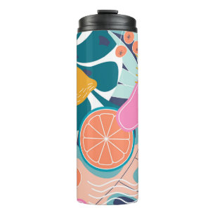 Exotic, modern jungle collage. thermal tumbler