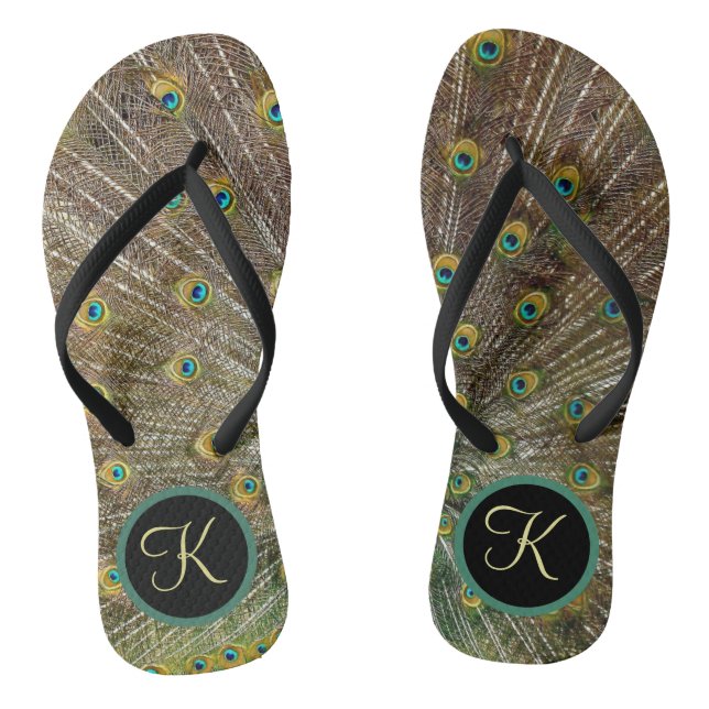 Exotic Monogram Peacock Flip Flops (Footbed)