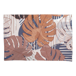 Exotic monstera leaves, vintage tropical. pillowcase