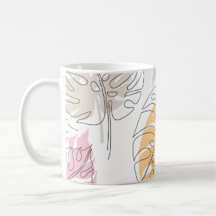 Exotic Monstera Line Drawing Art Coffee Mug