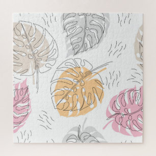 Exotic Monstera Line Drawing Art Jigsaw Puzzle